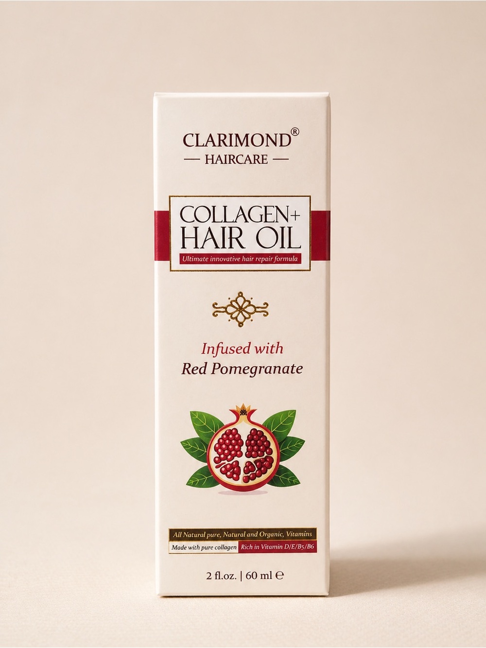 NIB Clarimond Haircare Collagen+ Hair Oil - Red Pomegranate